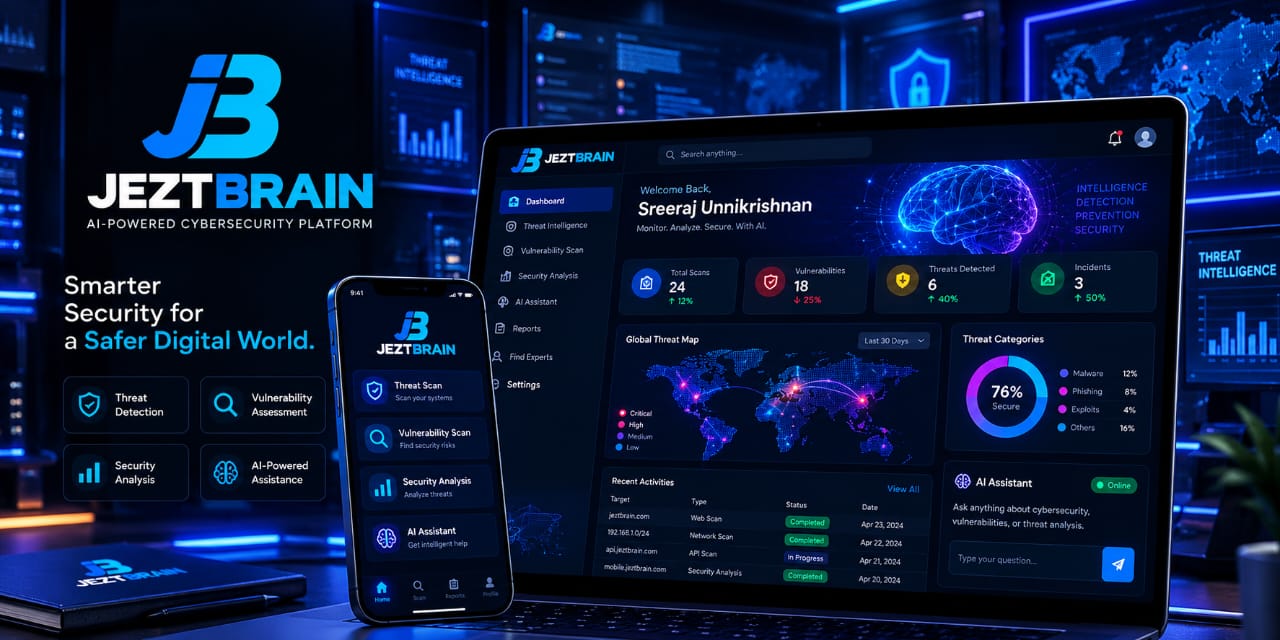 JEZTBrain AI Cybersecurity Platform Dashboard Preview